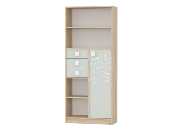 Детский шкаф-стеллаж с дверкой и ящиками Микки (6-9426) в Вологде - изображение