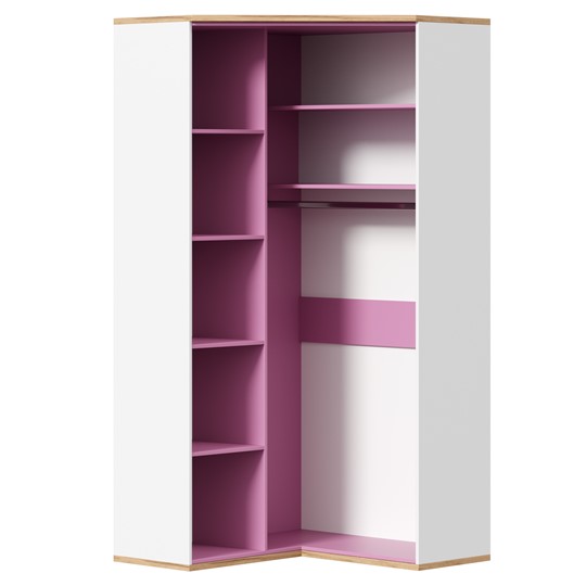 Детский угловой шкаф Урбан 528.060, белый/розовый в Вологде - изображение 3