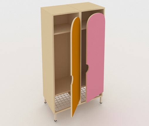 Шкаф детский ШГС2 Беж + Розовый+Оражневый в Вологде - изображение