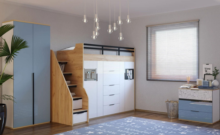 Детский шкаф комбинированный для кровати-чердака Урбан 528200 в Вологде - изображение 2
