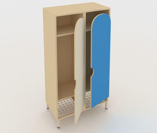 Детский распашной шкаф ШГС2 Беж + Синий в Вологде - изображение
