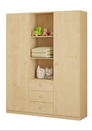 Шкаф с полками трехсекционный POLINI Kids Simple Натуральный в Вологде - изображение