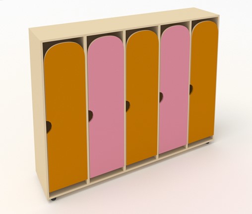 Шкаф детский распашной ШГ5У Беж+Оранжевый+Розовый в Вологде - изображение