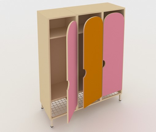 Детский шкаф ШГС3 Беж + Розовый + Оранжевый в Вологде - изображение