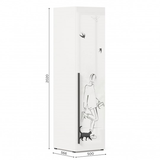 Шкаф одностворчатый Джоли Тип 2 ЛД 535.020, Серый шелк в Вологде - изображение 2