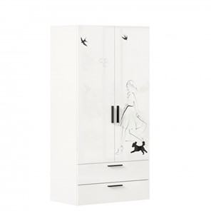 Шкаф 2-створчатый комбинированный Джоли ЛД 535.040, Серый шелк в Вологде - предосмотр