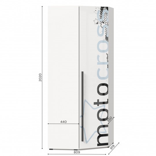 Угловой распашной шкаф Мотокросс 45 ЛД 535.030, Серый шелк в Вологде - изображение 2