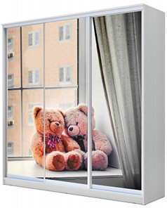 Шкаф детский Хит-22-18-777-26, Мишки на окне Белый в Вологде