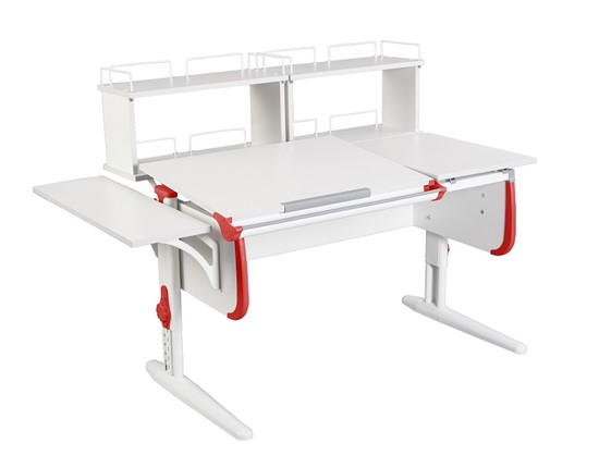 Растущий стол 1/75-40 (СУТ.25)  + Polka_b 1/550 + Polka_zz 1/600 (2 шт.) белый/белый/Красный в Вологде - изображение