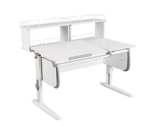 Детский стол-трансформер 1/75-40 (СУТ.25) + Polka_zz 1/600 (2 шт.)  белый/белый/Серый в Вологде - изображение
