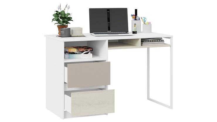 Письменный стол Сканди СМ-386.15.02-20 (Дуб Гарден, Белая, Глиняный серый) в Вологде - изображение 1