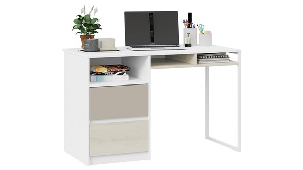 Письменный стол Сканди СМ-386.15.02-20 (Дуб Гарден, Белая, Глиняный серый) в Вологде - изображение