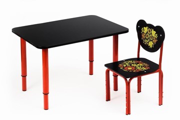 Растущий стол Кузя (Черный с росписью, красный) в Вологде - предосмотр 1
