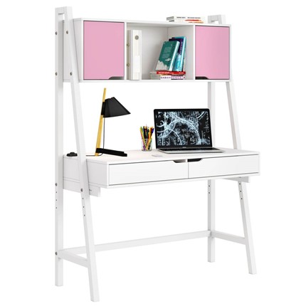 Стол с полками высокий POLINI Kids Mirum 1446 Белый / двери Розовые в Вологде - изображение
