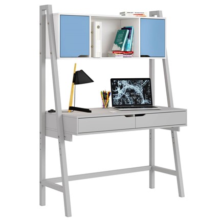 Стол с ящиками высокий POLINI Kids Mirum 1446 Серый / двери Голубые в Вологде - изображение