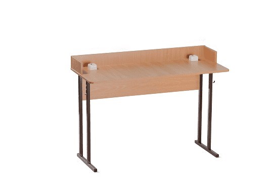 Детский стол 2-местный для кабинета физики с бортом 6, ЛДСП Бук/Коричневый в Вологде - изображение