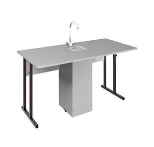 Детский стол 2-местный для кабинета химии Стандарт 5, Пластик Серый/Коричневый в Вологде