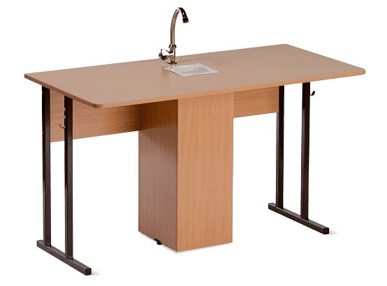 Детский стол 2-местный для кабинета химии Стандарт 6, Пластик Бук/Коричневый в Вологде - изображение