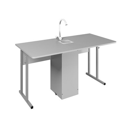 Детский стол 2-местный для кабинета химии Стандарт 6, Пластик Серый/Светло-серый в Вологде - изображение