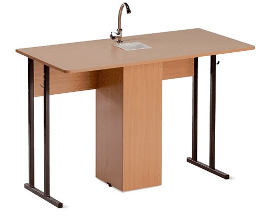 Детский стол 2-местный для кабинета химии Стандарт 7, Пластик Бук/Коричневый в Вологде - изображение