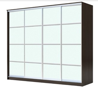 Шкаф 4-х дверный ХИТ 22-4-24/2-8888, с матовым стеклом, разделительные планки х4, Венге в Вологде