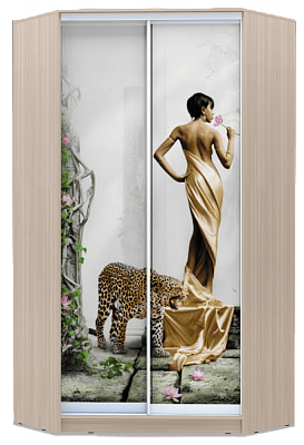 Шкаф 2300х1103, ХИТ У-23-4-77-03, Девушка с леопардом, шимо светлый в Вологде - изображение
