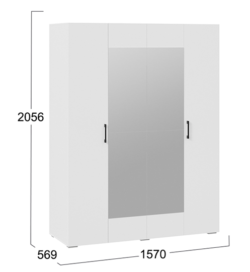 Шкаф 4-створчатый с зеркалом Нео (Белый) в Вологде - изображение 5