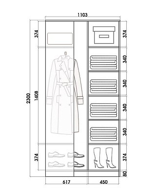 Угловой шкаф с одним зеркалом, ХИТ У-23-4-15, Серая структура в Вологде - изображение 2