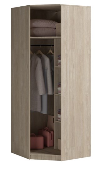 Распашной шкаф угловой Светлана, с зеркалом, белый/дуб сонома в Вологде - изображение 1