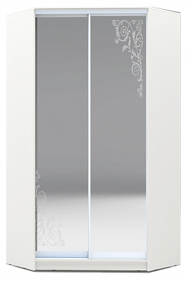 Шкаф 2300х1103, ХИТ У-23-4-66-09, Орнамент, 2 зеркала, белая шагрень в Вологде - изображение