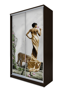 Шкаф 2-х створчатый 2400х1682х620, Девушка с леопардом ХИТ 24-17-77-03 Венге Аруба в Вологде