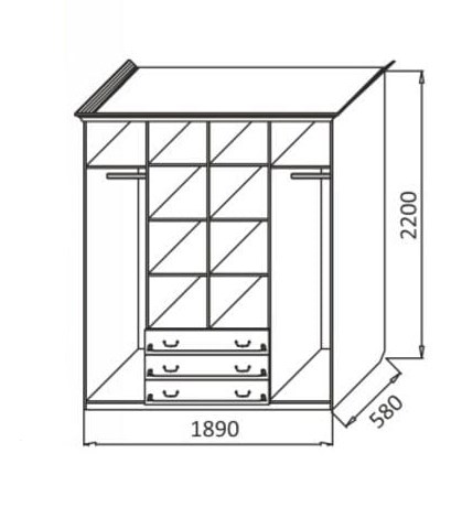 Шкаф распашной Ивушка-5 4-х створчатый с ящиками, цвет Дуб беленый в Вологде - изображение 1