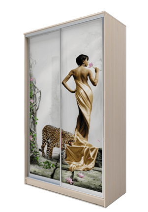Шкаф 2200х1200х420, Девушка с леопардом ХИТ 22-4-12/2-77-03 Дуб Млечный в Вологде - изображение