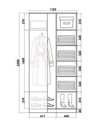 Шкаф-купе угловой 2300х1103, ХИТ У-23-4-66-01, цапля, 2 зеркала, белая шагрень в Вологде - изображение 2