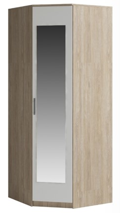 Распашной шкаф угловой Светлана, с зеркалом, белый/дуб сонома в Вологде - изображение