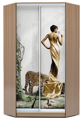 Шкаф 2300х1103, ХИТ У-23-4-77-03, Девушка с леопардом, шимо темный в Вологде - изображение