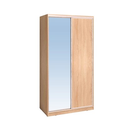 Шкаф 2-х дверный 1200 Домашний Зеркало/ЛДСП, Дуб Сонома в Вологде - изображение