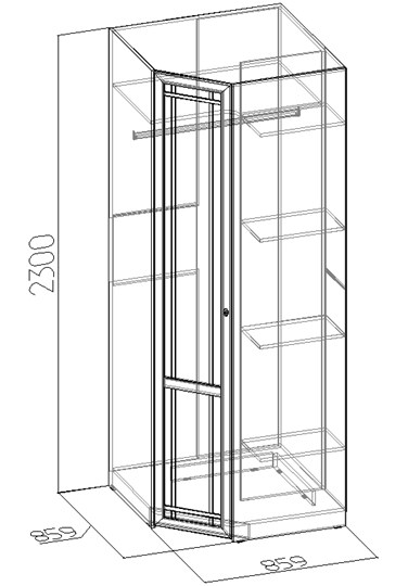 Шкаф угловой Sherlock 63+ фасад стандарт, Ясень Анкор светлый в Вологде - изображение 1