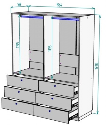 Шкаф четырёхдверный Arvid H255 (Графит) в Вологде - изображение 1