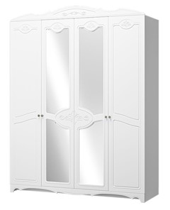 Шкаф четырехдверный в спальню Лотос ШР-4 (Белый) 2 зеркала в Вологде