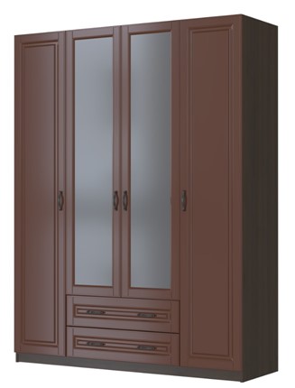 Шкаф четырехстворчатый Кантри, лак орех ШР-4, с 2мя зеркалами в Вологде - изображение