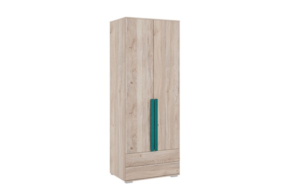 Шкаф двухдверный с ящиками Лайк 55.01, дуб мария/изумруд в Вологде - изображение