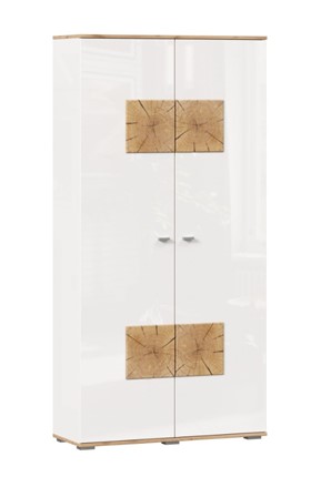 Шкаф двухстворчатый Фиджи с декоративными накладками 659.150, Дуб Золотой/Белый в Вологде - изображение