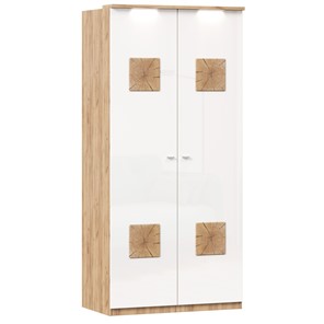 Шкаф двухстворчатый Фиджи с декоративными накладками 659.237, цвет белый в Вологде - предосмотр