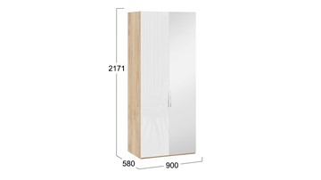 Шкаф для одежды Эмбер СМ-348.07.005 R (Яблоня Беллуно/Белый глянец) в Вологде - предосмотр 1