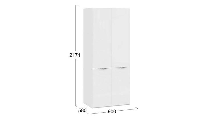 Шкаф с 2 дверями со стеклом Глосс СМ-319.07.211 (Белый глянец/Стекло) в Вологде - изображение 1