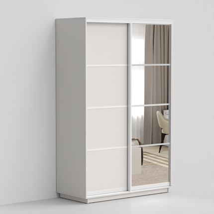 Шкаф 2-х дверный ЭКО-Квадро 220х120х60, Белый матовый/белый глянец в Вологде - изображение