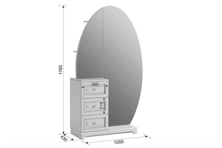 Комбинированный шкаф Белла (зеркало) (1050х420х1758) в Вологде - изображение 4