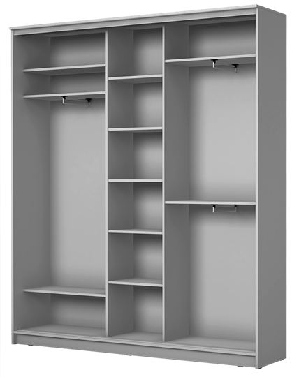 Шкаф 3-х дверный 2400х1770х420 три зеркала, Полосы ХИТ 24-4-18-666 Белый в Вологде - изображение 1