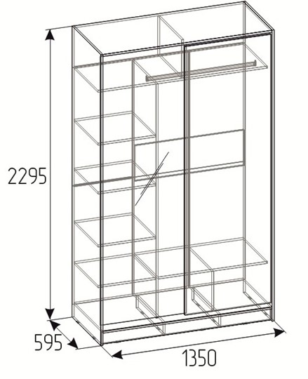 Шкаф 1350 Домашний Зеркало/ЛДСП, Белый в Вологде - изображение 2